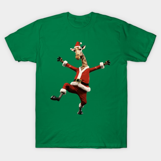 Christmas Funny Cute Giraffe T-Shirt by Megadorim